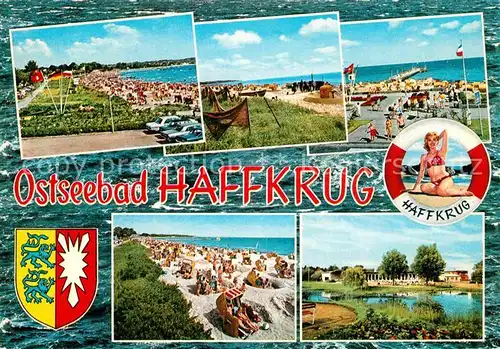 AK / Ansichtskarte Haffkrug Ostseebad Strand Promenade Badenixe Rettungsring Kat. Scharbeutz