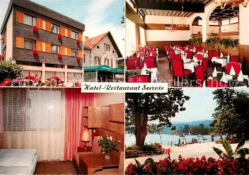 AK / Ansichtskarte Poertschach Woerthersee Hotel Restaurant Seerose Gastraum Zimmer Strandpromenade Kat. Poertschach Woerther See Kaernten