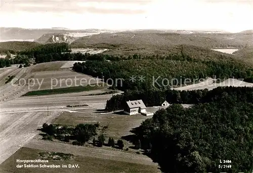 AK / Ansichtskarte Lenningen Wuerttemberg Harpprechthaus der Sektion Schwaben im DAV Fliegeraufnahme Kat. Lenningen