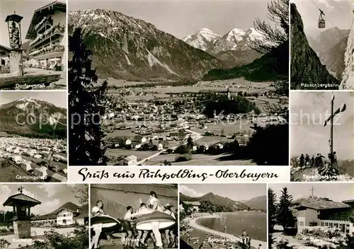 AK / Ansichtskarte Ruhpolding Rauschbergbahn Campingplatz Schwimmbad Dorfbrunnen Kat. Ruhpolding