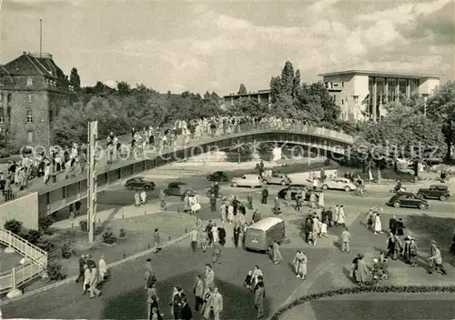 AK / Ansichtskarte Duesseldorf Aluminium Bruecke und Europa Halle Kat. Duesseldorf