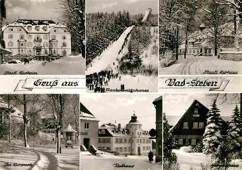 AK / Ansichtskarte Bad Steben Staatliches Kurheim Kurhaus Kurpark Rathaus Hemplahaus Frankenwaldschanze Winterpanorama Kat. Bad Steben