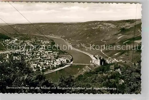 AK / Ansichtskarte Bernkastel Kues Moselpartie mit Burgruine Landshut und Jugendherberge Kat. Bernkastel Kues