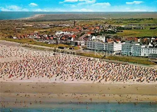 AK / Ansichtskarte Borkum Nordseebad Fliegeraufnahme mit Strand Kat. Borkum