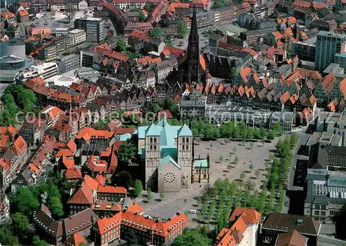 AK / Ansichtskarte Muenster Westfalen Fliegeraufnahme Dom St. Lamberti Kirche Kat. Muenster