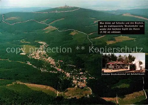 AK / Ansichtskarte Schierke Harz Fliegeraufnahme mit Brocken Kat. Schierke Brocken