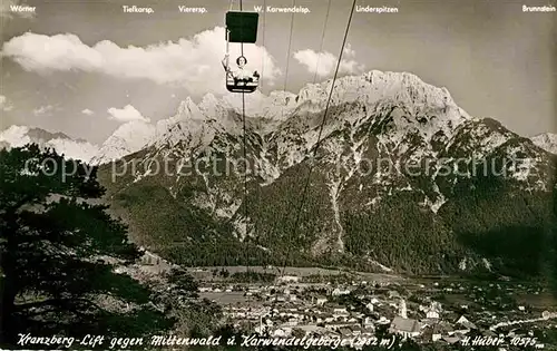 AK / Ansichtskarte Sessellift Kranzberg Mittenwald Karwendelgebirge  Kat. Bahnen