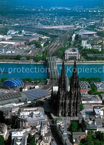 AK / Ansichtskarte Koeln Rhein Fliegeraufnahme Dom und Bruecke Kat. Koeln