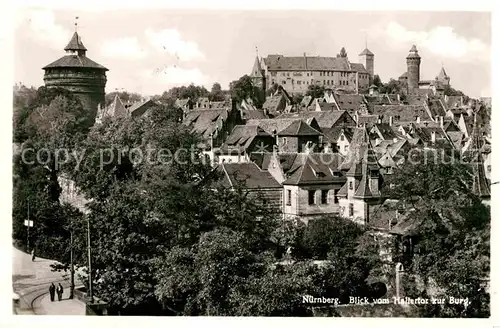 AK / Ansichtskarte Nuernberg Blick vom Hallertor auf Burg Kat. Nuernberg