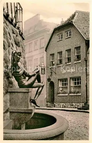 AK / Ansichtskarte Moelln Lauenburg Eulenspiegelbrunnen Gaststaette Kat. Moelln