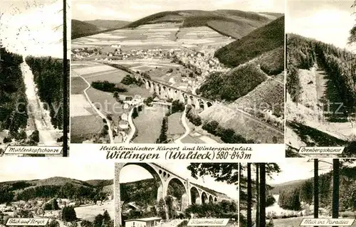 AK / Ansichtskarte Willingen Sauerland Muehlenpopfschanze Stryk Schwimmbad Viadukt Orenbergschanze Kat. Willingen (Upland)