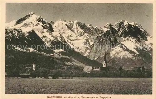 AK / Ansichtskarte Garmisch Partenkirchen mit Alpspitze Waxenstein Zugspitze Kat. Garmisch Partenkirchen