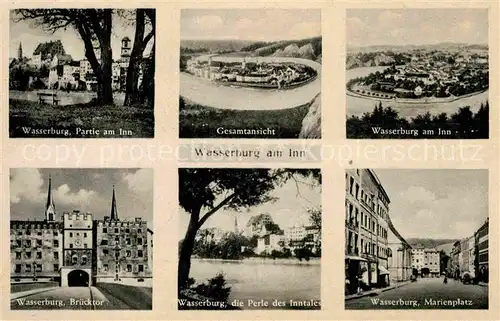 AK / Ansichtskarte Wasserburg Inn Partie am Inn Panorama Bruecktor Marienplatz Kat. Wasserburg a.Inn