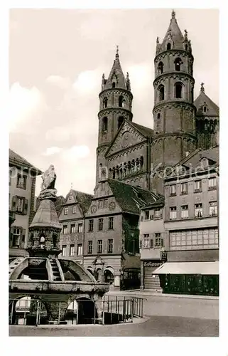 AK / Ansichtskarte Worms Rhein Siegfriedbrunnen und Dom Kat. Worms