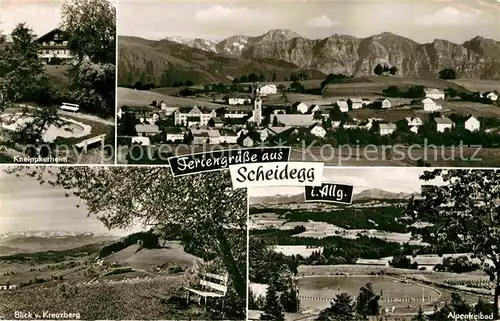 AK / Ansichtskarte Scheidegg Allgaeu Kneippkurheim Blick vom Kreuzberg Alpenfreibad Panorama  Kat. Scheidegg