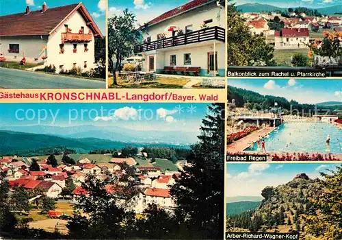 AK / Ansichtskarte Langdorf Regen Gaestehaus Kronschnabl Freibad Regen Arber Kat. Langdorf