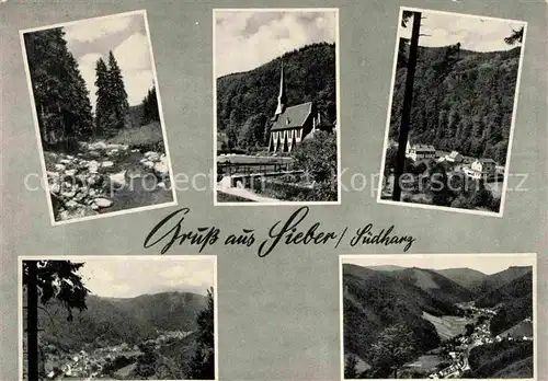 AK / Ansichtskarte Sieber Kirche Teilansicht Bach Panorama  Kat. Herzberg am Harz