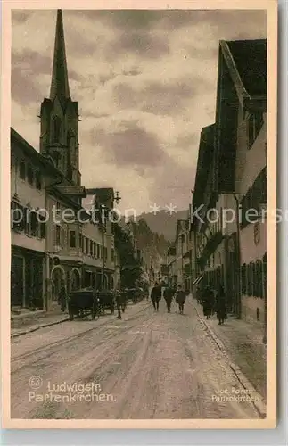 AK / Ansichtskarte Partenkirchen Ludwigstrasse Kirchturm Kat. Garmisch Partenkirchen