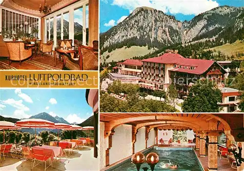 AK / Ansichtskarte Hindelang Kurhotel Luitpold Terrasse Hallenbad Teilansicht  Kat. Bad Hindelang