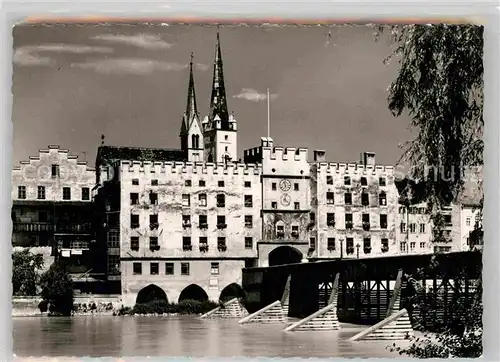 AK / Ansichtskarte Wasserburg Inn Bruecke mit Frauenkirche Kat. Wasserburg a.Inn