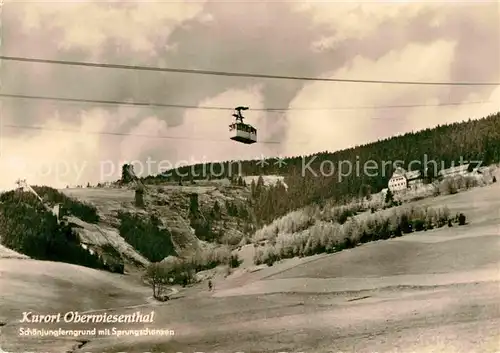 AK / Ansichtskarte Seilbahn Oberwiesenthal Schoenjungferngrund Sprungschanzen Kat. Bahnen