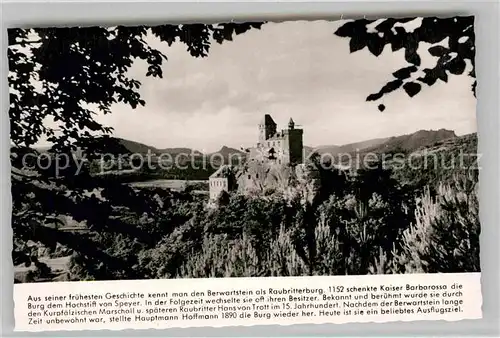 AK / Ansichtskarte Bergzabern Bad Burg Berwartstein Kat. Bad Bergzabern