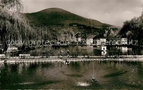 AK / Ansichtskarte Annweiler Trifels mit Schwanenteich Kat. Annweiler am Trifels