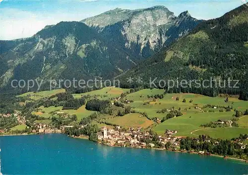 AK / Ansichtskarte St Wolfgang Wolfgangsee Luftkurort Alpenseebad mit Schafberg Fliegeraufnahme Kat. St. Wolfgang im Salzkammergut