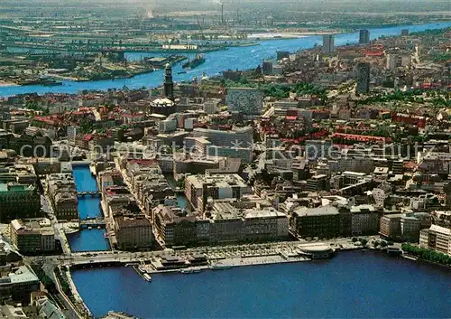 AK / Ansichtskarte Hamburg Jungfernstieg Blick zur Elbe Fliegeraufnahme Kat. Hamburg