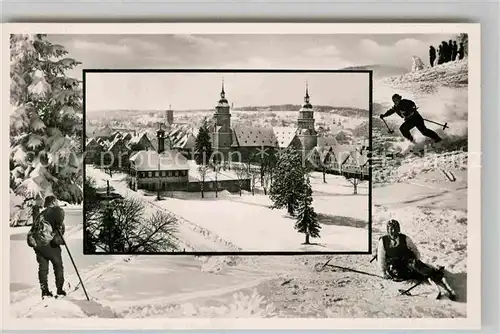 AK / Ansichtskarte Freudenstadt Skifahrer Kirche Winter Kat. Freudenstadt