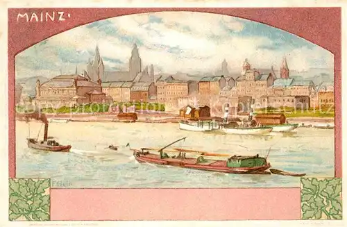 AK / Ansichtskarte Mainz Rhein Kuenstlerkarte F. Hein Frachter 