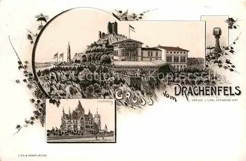 AK / Ansichtskarte Drachenfels Drachenburg Restaurant Litho Kat. Koenigswinter