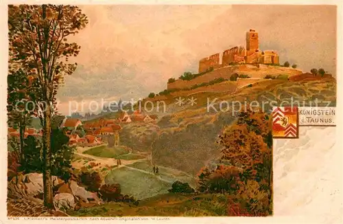 AK / Ansichtskarte Koenigstein Taunus Burgruine Litho Kuenstlerkarte W. Lauter  Kat. Koenigstein im Taunus