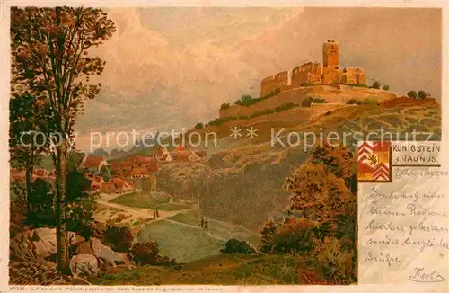 AK / Ansichtskarte Koenigstein Taunus Burgruine Kuenstlerkarte W. Lauter Litho  Kat. Koenigstein im Taunus