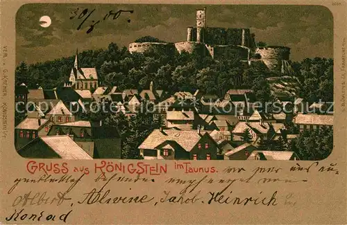 AK / Ansichtskarte Koenigstein Taunus Burgruine Litho Kat. Koenigstein im Taunus