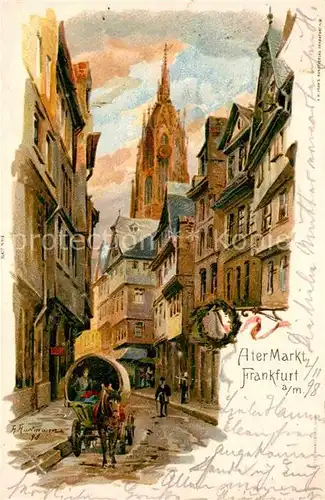 AK / Ansichtskarte Frankfurt Main Alter Markt Kuenstlerkarte A. Hartmann Litho  Kat. Frankfurt am Main