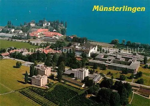 AK / Ansichtskarte Muensterlingen TG Kantonsspital Psychiatrische Klinik Bodensee Fliegeraufnahme Kat. Muensterlingen