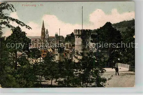 AK / Ansichtskarte Freiburg Breisgau Teilansicht mit Muenster Kat. Freiburg im Breisgau