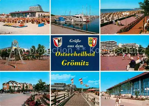 AK / Ansichtskarte Groemitz Ostseebad Uferpromenade Strand Hafen Kat. Groemitz