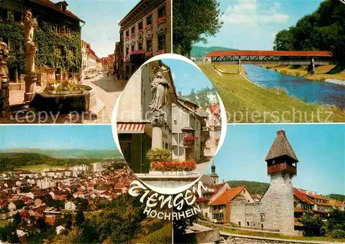 AK / Ansichtskarte Tiengen Waldshut Brunnen Gedeckte Bruecke Panorama Storchenturm Kat. Waldshut Tiengen