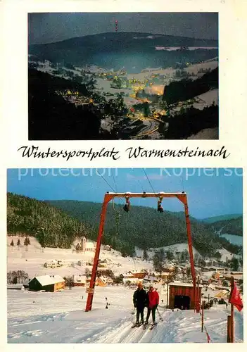 AK / Ansichtskarte Warmensteinach Winterlandschaft Abendstimmung Liftanlage Kat. Warmensteinach Fichtelgebirge