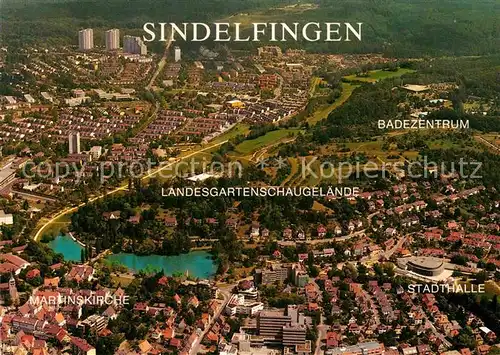 AK / Ansichtskarte Sindelfingen Fliegeraufnahme Rathaus Martinskirche Landesgartenschaugelaende  Kat. Sindelfingen