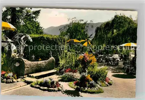 AK / Ansichtskarte Warmensteinach Cafe Pension Hotel Krug Kaffeegarten Konrad Alexander Brunnen Kat. Warmensteinach Fichtelgebirge