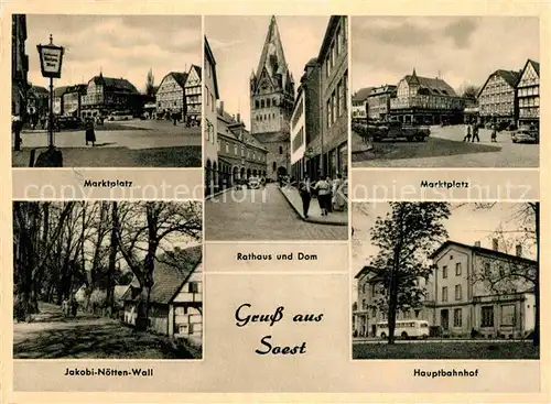 AK / Ansichtskarte Soest Arnsberg Marktplatz Rathaus Dom Hauptbahnhof Jakobi Noetten Wall