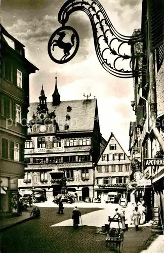 AK / Ansichtskarte Tuebingen Blick auf das Rathaus Tuerschild Kat. Tuebingen