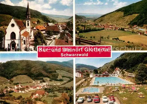 AK / Ansichtskarte Glottertal Schwimmbad Kirche Panorama Kat. Glottertal Schwarzwald