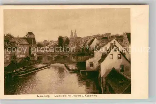 AK / Ansichtskarte Nuernberg Maxbruecke Ansicht von Kettensteg Kat. Nuernberg