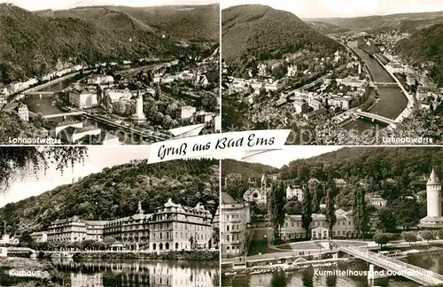 AK / Ansichtskarte Bad Ems Lahnaufwaerts Lahnabwaerts Kurhaus Kurmittelhaus Quellenturm Kat. Bad Ems