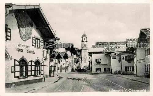 AK / Ansichtskarte Mittenwald Bayern Obermarkt Cafe Konditorei Weinstube Kat. Mittenwald