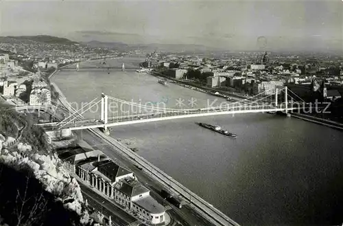 AK / Ansichtskarte Budapest Elisabethbruecke Fliegeraufnahme Kat. Budapest